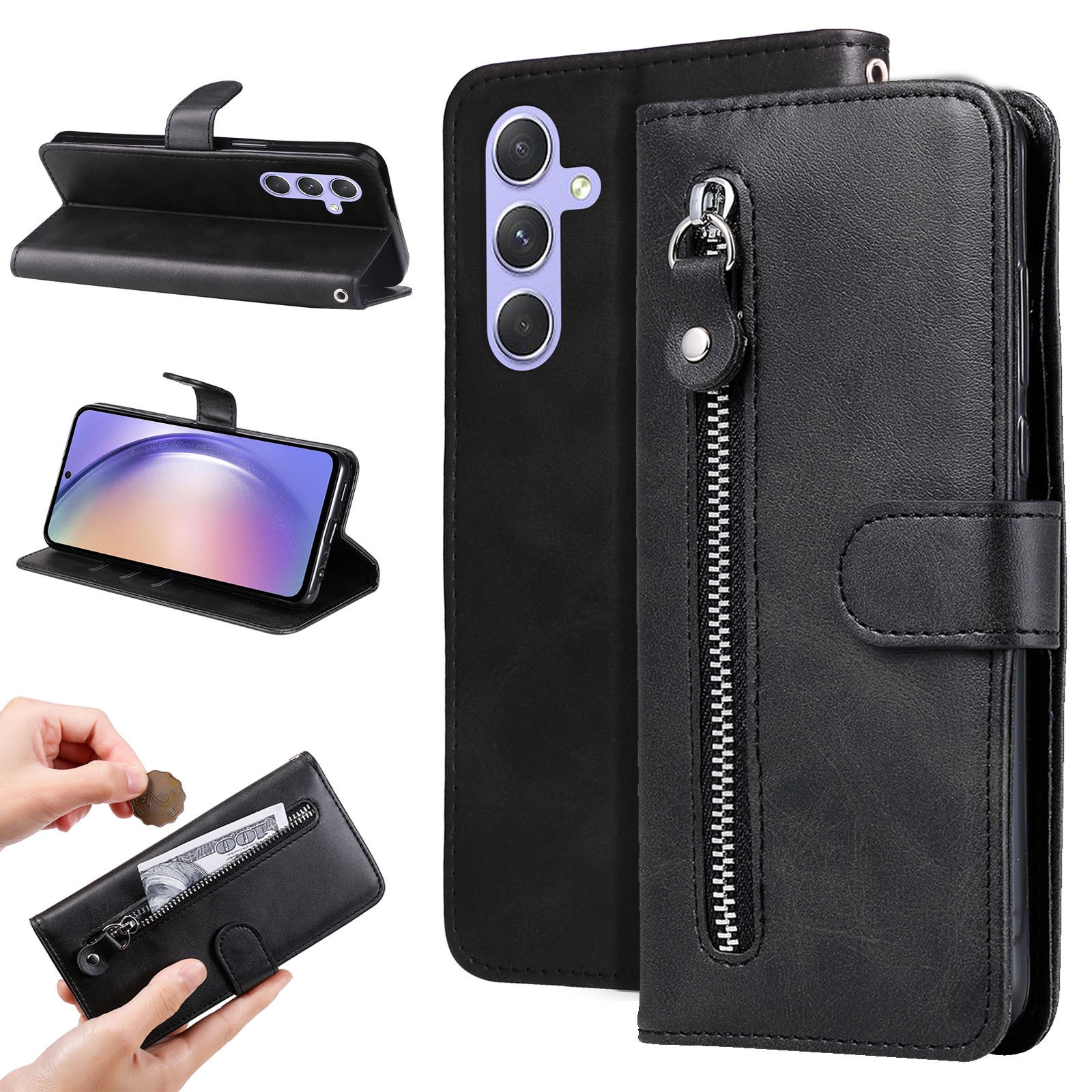 For Samsung Galaxy M54 5G / F54 5G PU Leather Zipper Pocket Phone Case Calf Texture Wallet Stand Cover For Samsung Galaxy M54 5G / F54 5G PU Leather Zipper Pocket Phone Case Calf Texture Wallet Stand Cover